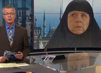 Burka-Merkel: ‘islamofobico’ TV Show tedesco usa Photoshop sulla Merkel