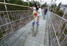 Cina : scenario da incubo – crepe su ponte con fondo di vetro