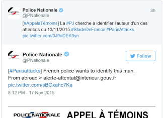 Polizia Francese Pubblica Foto Autore non Identificato Attacchi a Parigi