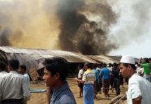 Satellite data accessed by a rights body shows widespread fires burning in at least 10 areas in Myanmar’s Rakhine state