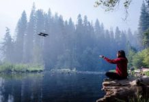 Video-capturing drone tracks moving subjects while freely navigating any environment