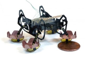 The next generation of Harvard’s Ambulatory Microrobot (HAMR) can walk on land, swim on the surface of water, and walk underwater, opening up new environments for this little bot to explore.