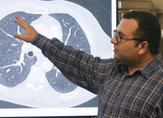 Engineers at the center have taught a computer how to detect tiny specks of lung cancer in CT scans