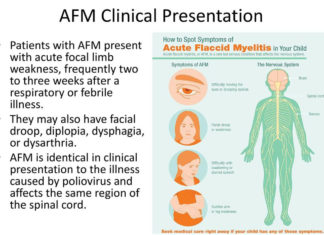 Acute flaccid myelitis, or AFM, starts out as a respiratory condition and may quickly progress to physical disability within hours