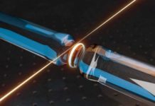 Light and high-frequency acoustic sound waves in a tiny glass structure can strongly couple to one another and perform a dance in step