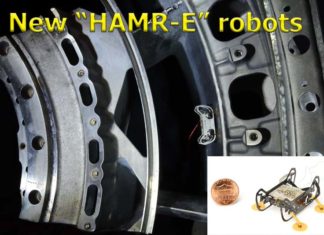Researchers have created a micro-robot whose electroadhesive foot pads can climb on vertical and upside-down conductive surfaces, like the inside walls of a commercial jet engine