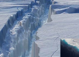 Antarctic glacier – Giant cavity signals rapid decay
