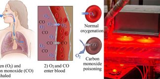 It’s possible to remove carbon monoxide (CO) from blood by shining a red light on it