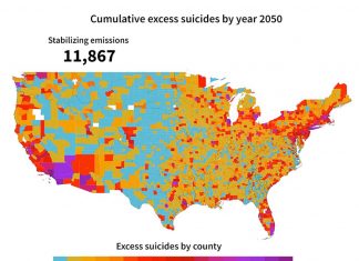 Higher temperatures increase emergency department visits for mental illness and suicide rates