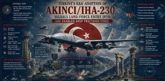 Türkiye’s KKK adoption of Akıncı/İHA-230 signals land-force entry into UAV-enabled deep precision fires