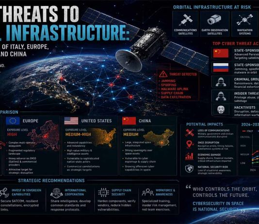 Cyber Threats to Orbital Infrastructure: Strategic Exposure of Italy, Europe, the United States and China