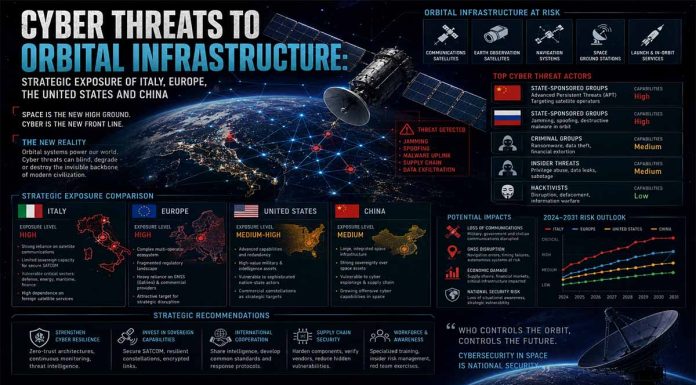 Cyber Threats to Orbital Infrastructure: Strategic Exposure of Italy, Europe, the United States and China